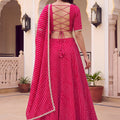 Lovely Rani Pink Georgette Leheriya Print Designer Lehenga Choli with Dupatta for Women