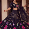 Stylish Black Rayon Mirror Work Designer Lehenga Choli with Dupatta for Women