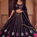 Stylish Black Rayon Mirror Work Designer Lehenga Choli with Dupatta for Women