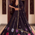 Stylish Black Rayon Mirror Work Designer Lehenga Choli with Dupatta for Women