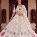 Charming White Rayon Mirror Work Designer Lehenga Choli with Dupatta for Women