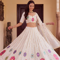 Charming White Rayon Mirror Work Designer Lehenga Choli with Dupatta for Women
