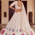 Charming White Rayon Mirror Work Designer Lehenga Choli with Dupatta for Women