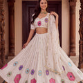 Charming White Rayon Mirror Work Designer Lehenga Choli with Dupatta for Women