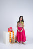 Vibrant Pink and Green Cotton Embroidered Mirror Work Lehenga Choli for Girls