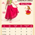 Vibrant Pink and Green Cotton Embroidered Mirror Work Lehenga Choli for Girls