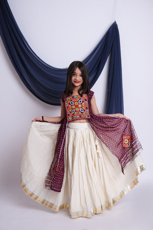 Stylish Maroon Georgette Bandhani Print Embroidered Indo Western Lehenga Choli