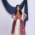 Stylish Maroon Georgette Bandhani Print Embroidered Indo Western Lehenga Choli