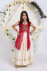 Stunning Red Cream Georgette Bandhani Print Embroidered Indo Western Lehenga Choli for Girls