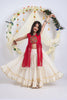 Stunning Red Cream Georgette Bandhani Print Embroidered Indo Western Lehenga Choli for Girls