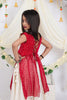 Stunning Red Cream Georgette Bandhani Print Embroidered Indo Western Lehenga Choli for Girls