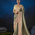 Graceful Olive Green Soft Silk Zari Weaving Saree Embroidery Khatli Work for Women