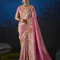 Gorgeous Dark Pink Soft Silk Zari Weaving Saree Embroidery Khatli Work for Women