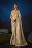 Attractive Beige Soft Silk Zari Weaving Saree Embroidery Khatli Work for Women