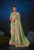 Graceful Green Soft Silk Zari Weaving Saree Embroidery Khatli Work for Women