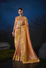 Lovely Peach Soft Silk Zari Weaving Saree Embroidery Khatli Work for Women