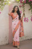 Beautiful Pink Space Silk Digital Print Bhungali Work Saree Lace Border for Women