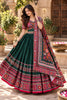 Elegant Dark Green Chinon Ajrakh Printed Designer Lehenga Choli with Dupatta for Women