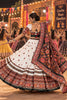 Stylish White Chinon Ajrakh Printed Designer Lehenga Choli with Dupatta for Women