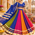 Glorious Royal Blue Georgette Multicolor Designer Lehenga Choli with Lace Work and Dupatta