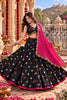 Stunning Black Roman Silk Designer Lehenga Choli with Mirror Work and Dupatta