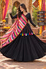 Trendy Black Roman Silk Designer Lehenga Choli with Plain Work and Multicolor Dupatta for Women