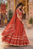 Glorious Rust Orange Roman Silk Designer Lehenga Choli with Kutchi Embroidery Work and Dupatta for Women