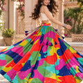 Wonderful Multicolor Crepe Printed Designer Lehenga Choli with Dupatta for Women