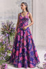 Stylish Purple Organza Floral Printed Indo Western Lehenga Choli for Women