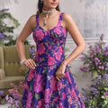 Stylish Purple Organza Floral Printed Indo Western Lehenga Choli for Women