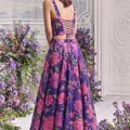 Stylish Purple Organza Floral Printed Indo Western Lehenga Choli for Women