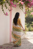 Graceful Olive Green Digital Print Saree with Lace Border for Women