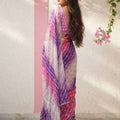 Premium Purple Space Silk Digital Print Saree with Lace Border for Women