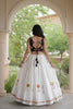 Elegant White Cotton Multicolor Embroidered Mirror Work Designer Lehenga Choli for Women