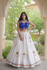 Charming White Cotton Multicolor Embroidered Mirror Work Designer Lehenga Choli for Women
