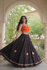 Stunning Black Cotton Multicolor Embroidered Mirror Work Designer Lehenga Choli for Women
