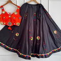 Stunning Black Cotton Multicolor Embroidered Mirror Work Designer Lehenga Choli for Women