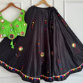 Stylish Black Cotton Multicolor Embroidered Mirror Work Designer Lehenga Choli for Women