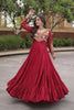 Stunning Maroon Rayon Embroidered Mirror Work Navratri Gown for Women