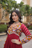 Stunning Maroon Rayon Embroidered Mirror Work Navratri Gown for Women