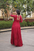 Stunning Maroon Rayon Embroidered Mirror Work Navratri Gown for Women