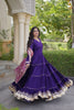 Stunning Purple Rayon Gota Patti Work Designer Gown with Dupatta for Women
