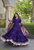 Stunning Purple Rayon Gota Patti Work Designer Gown with Dupatta for Women