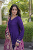 Stunning Purple Rayon Gota Patti Work Designer Gown with Dupatta for Women