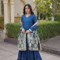 Elegant Royal Blue Rayon Gota Patti Work Designer Gown with Dupatta for Women