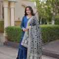 Elegant Royal Blue Rayon Gota Patti Work Designer Gown with Dupatta for Women