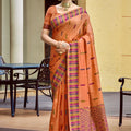 Elegant Orange Assam Silk Weaving Saree for Women