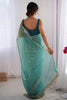 Elegant Teal Green Net Saree with Net Lace Work for Women