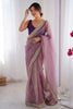 Stylish Lavender Net Saree with Net Lace Work for Women