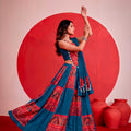 Elegant Teal Blue and Red Rayon Bandhani Print Designer Lehenga Choli with Dupatta for Women